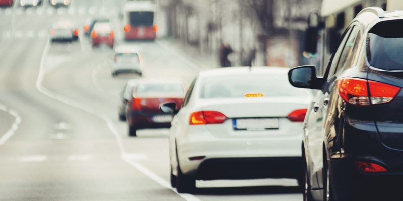 Cars driving on an urban road